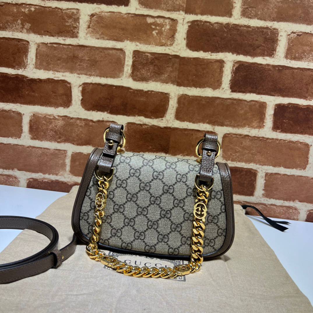 Gucci Gucci Blondie Beige&Ebony GG Supreme Canvas Mini Shoulder 724645 Bag