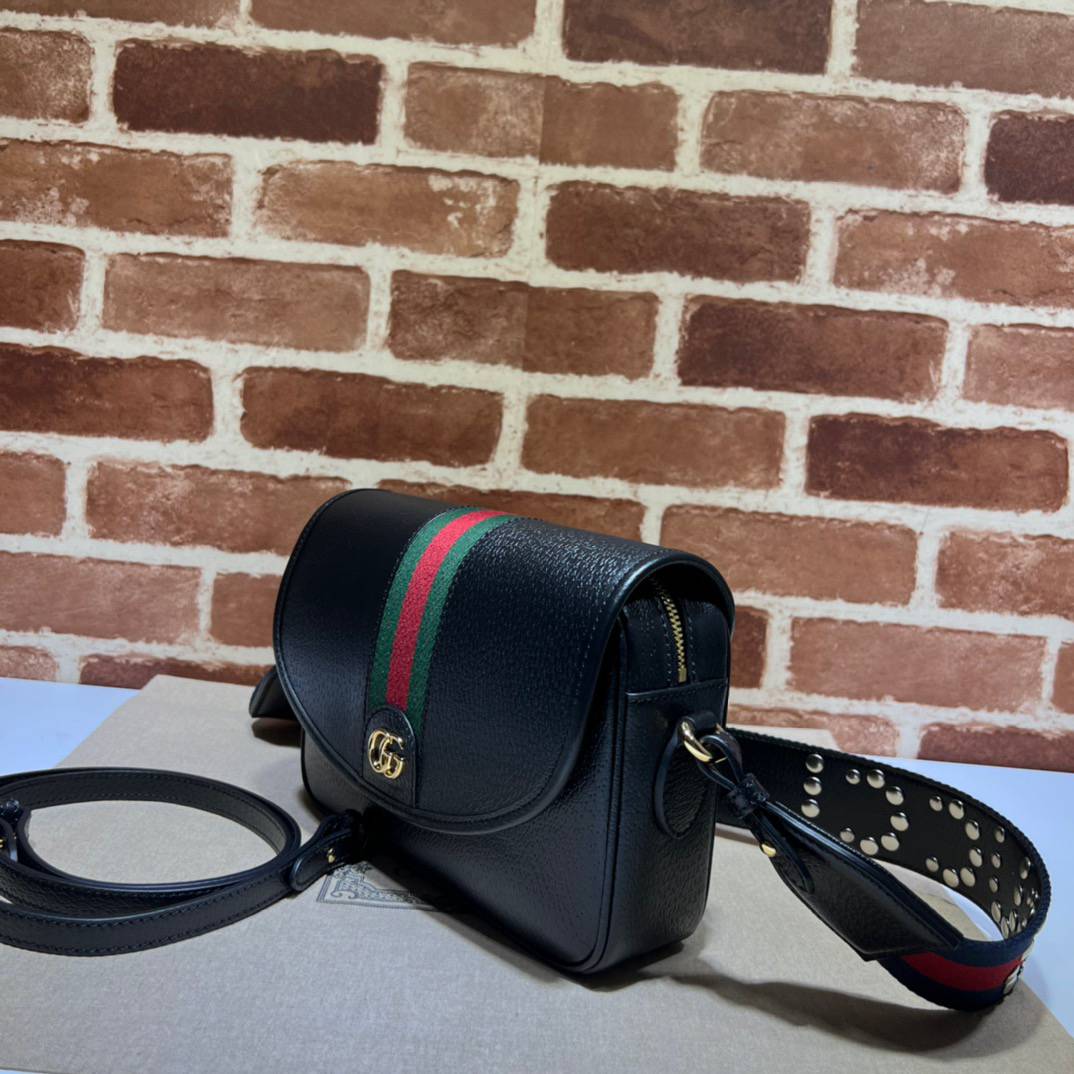 Gucci Ophidia Black Leather Mini Shoulder 722117 Bag