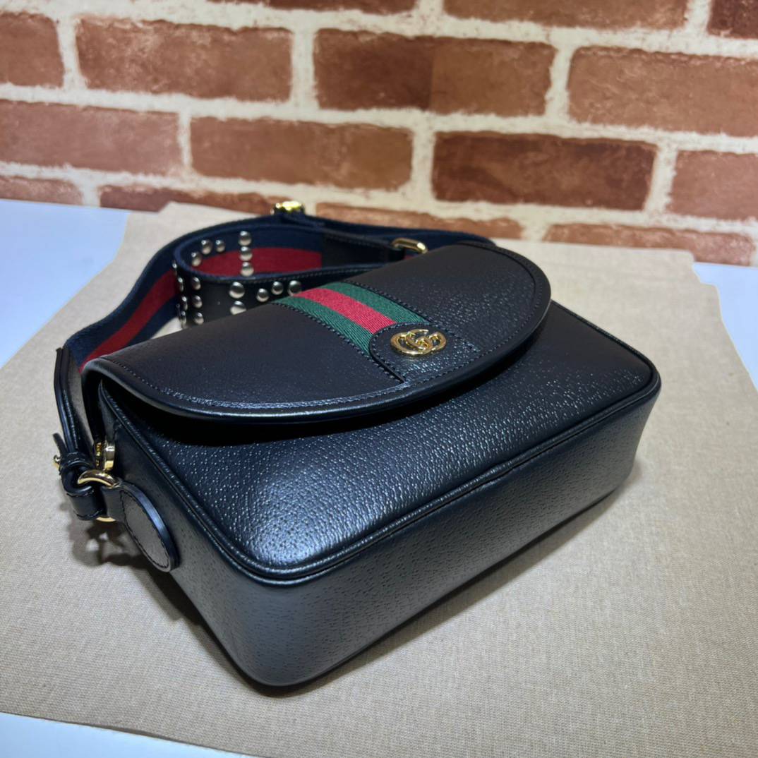 Gucci Ophidia Black Leather Mini Shoulder 722117 Bag