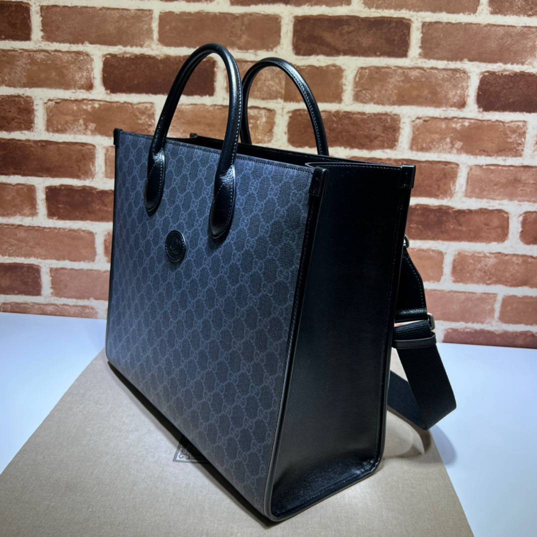 Gucci Black Medium Tote 674148 Bag with Interlocking G