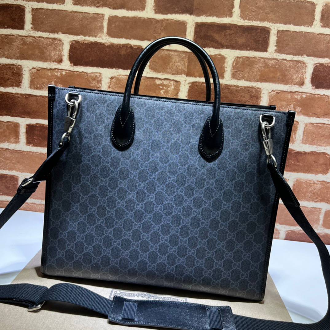 Gucci Black Medium Tote 674148 Bag with Interlocking G