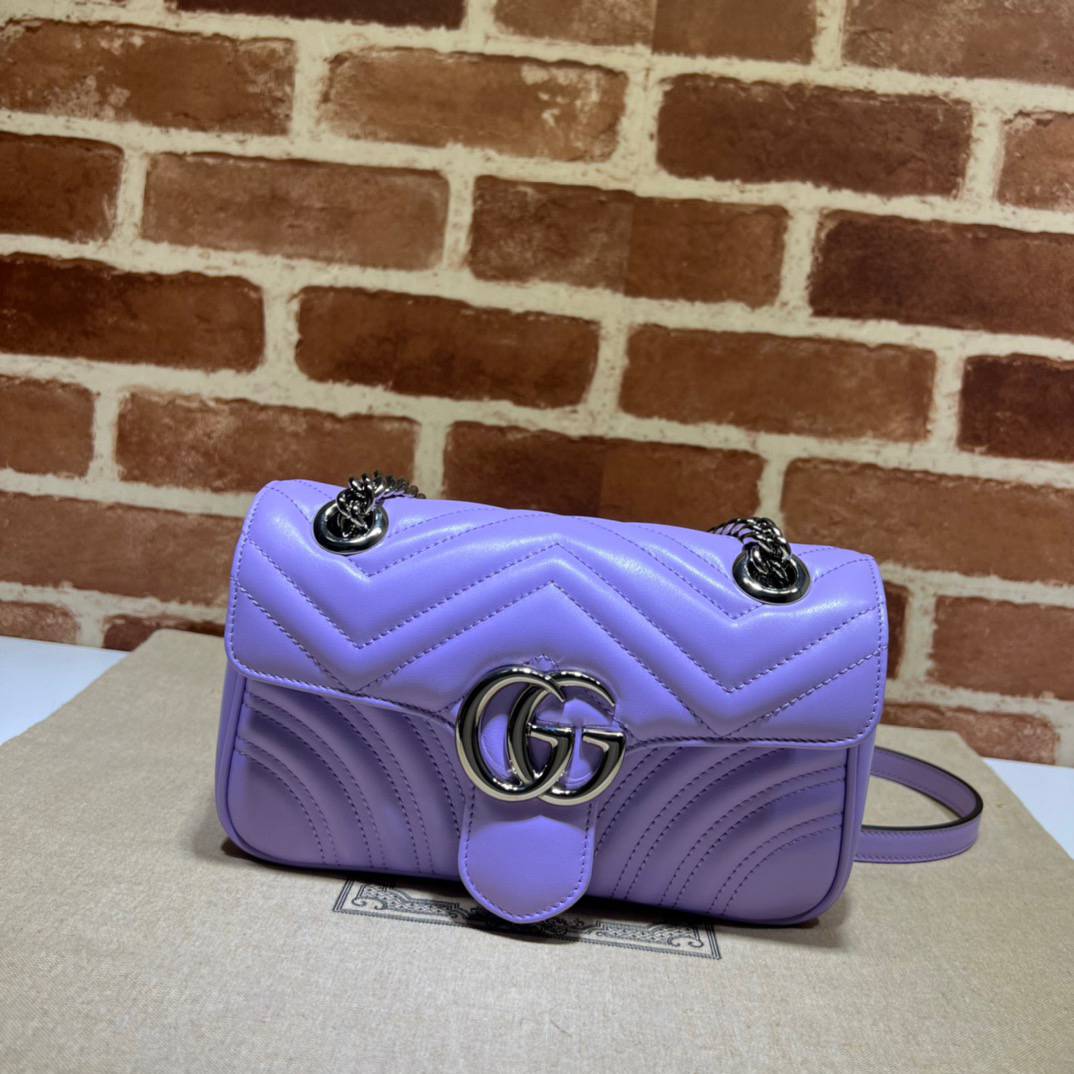 Gucci GG Marmont Lilac Mini Shoulder 446744 Bag