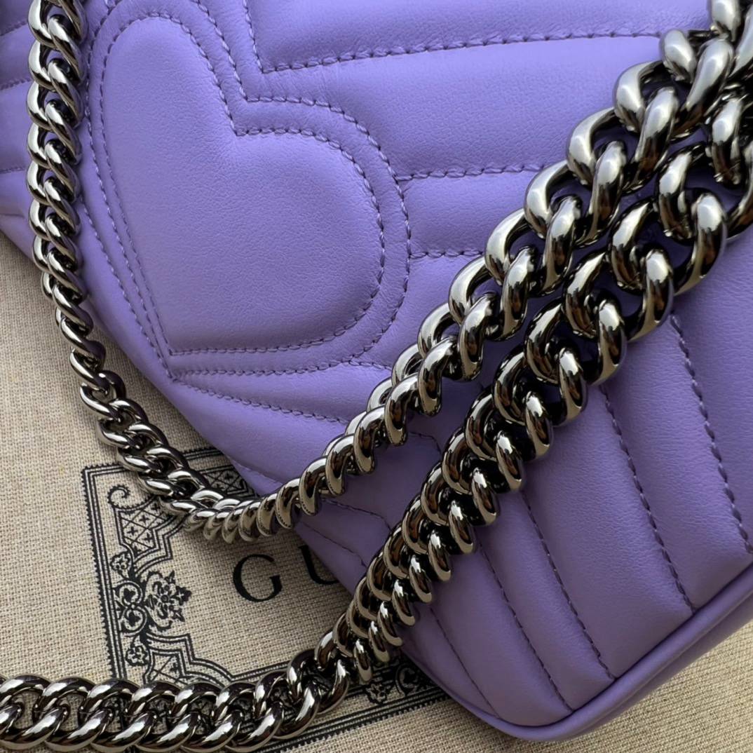 Gucci GG Marmont  Lilac Mini Shoulder 446744 Bag