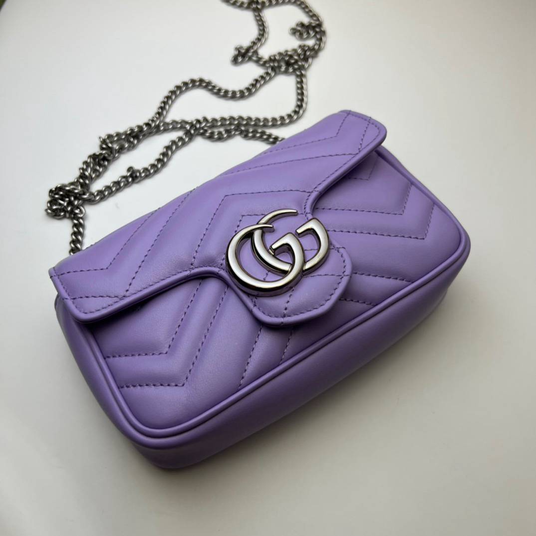 Gucci GG Marmont Lilac Super Mini Shoulder 476433 Bag