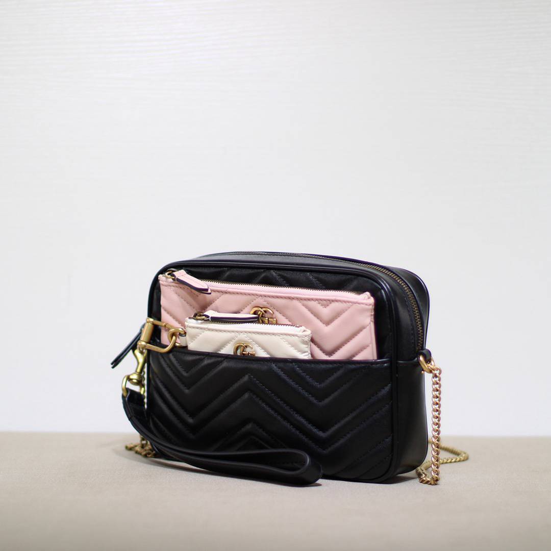 Gucci Double G Black&Pink&White Handle 699758 Bag