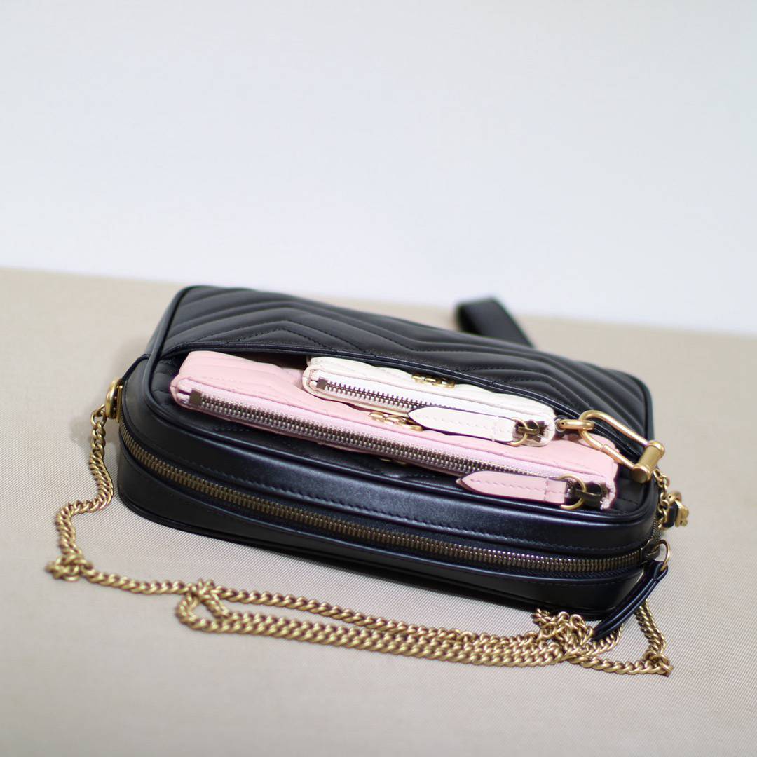 Gucci Double G Black&Pink&White Handle 699758 Bag