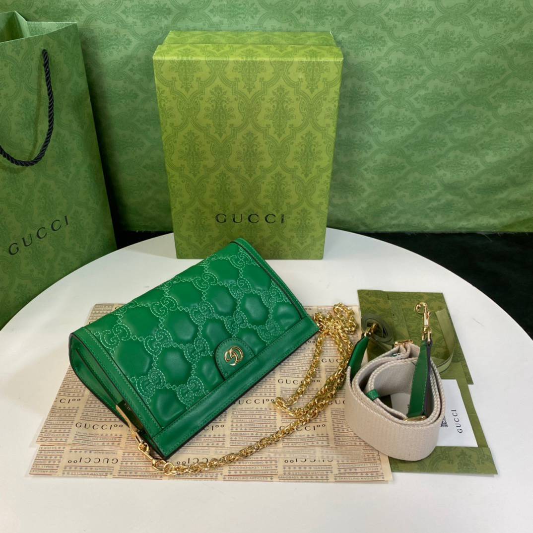 Gucci GG Matelasse Green Small Shoulder 702200 Bag