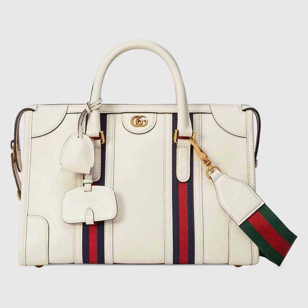Gucci White Small Handle 715772 Bag with Double G
