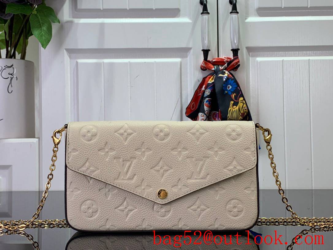 LV Pochette Felicie Chain Bag Handbag in Monogram Empreinte Leather M82363 Beige