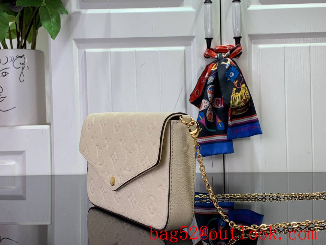 LV Pochette Felicie Chain Bag Handbag in Monogram Empreinte Leather M82363 Beige