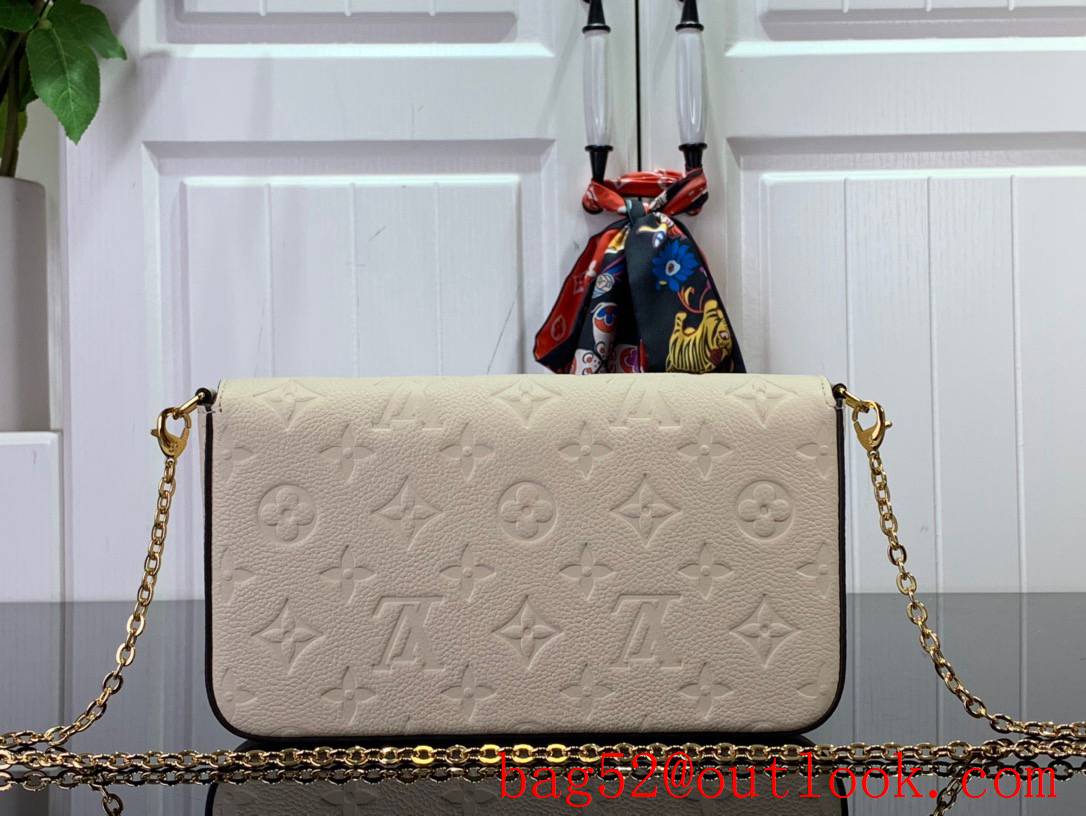 LV Pochette Felicie Chain Bag Handbag in Monogram Empreinte Leather M82363 Beige