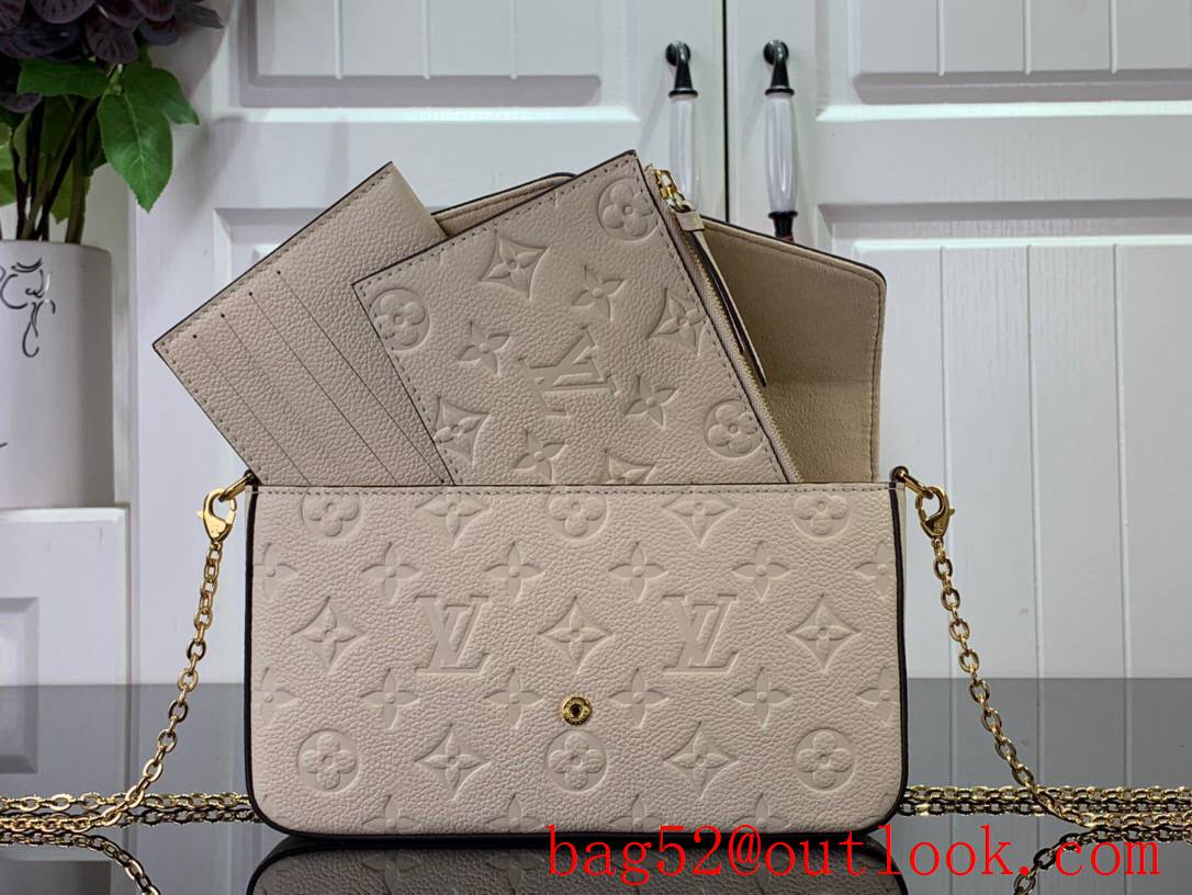 LV Pochette Felicie Chain Bag Handbag in Monogram Empreinte Leather M82363 Beige