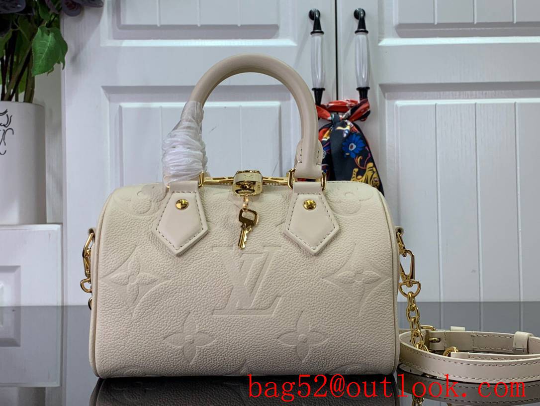 LV Speedy Bandouliere 20 Bag Handbag in Monogram Empreinte Leather M58954 Beige