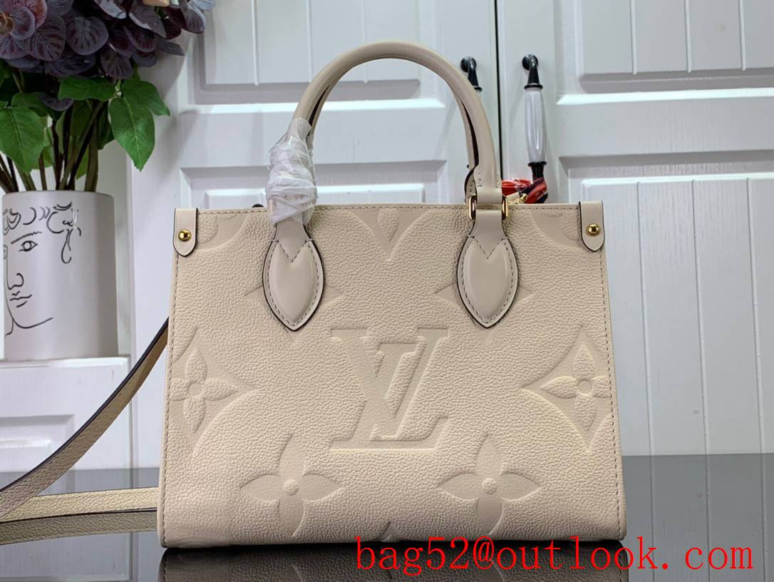 LV Onthego PM Bag Handbag in Monogram Empreinte Leather M46569 Beige