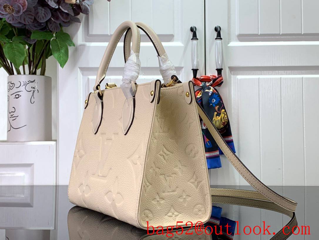 LV Onthego PM Bag Handbag in Monogram Empreinte Leather M46569 Beige