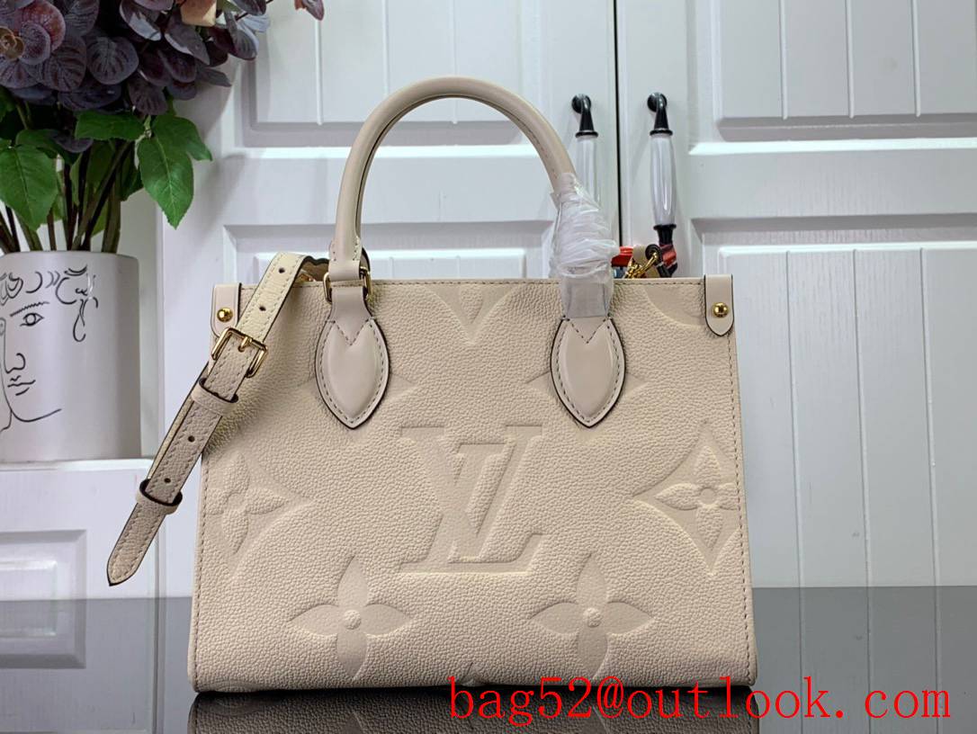 LV Onthego PM Bag Handbag in Monogram Empreinte Leather M46569 Beige