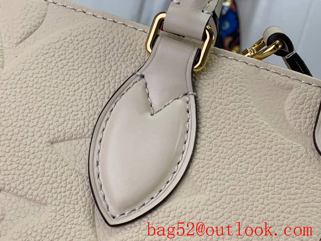 LV Onthego PM Bag Handbag in Monogram Empreinte Leather M46569 Beige