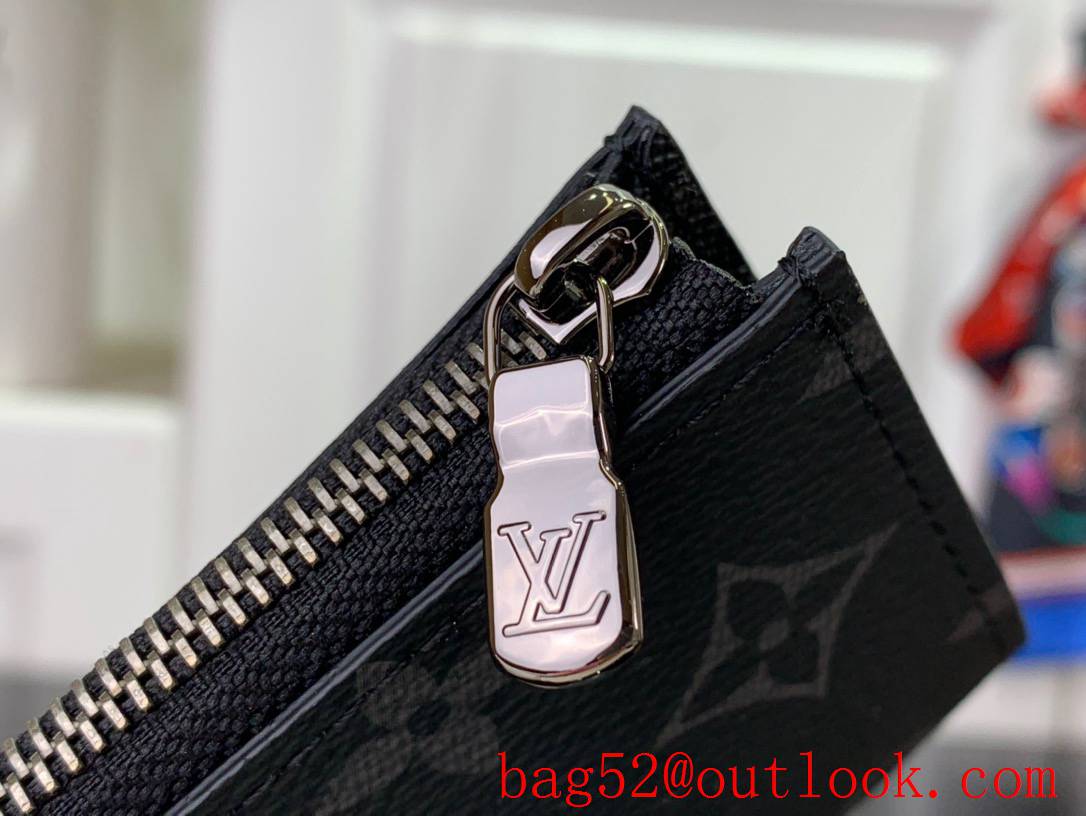 LV Men Coin Card Holder Purse In Monogram Eclipse Canvas M82253 Black