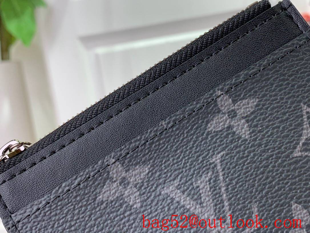 LV Men Coin Card Holder Purse In Monogram Eclipse Canvas M82253 Black