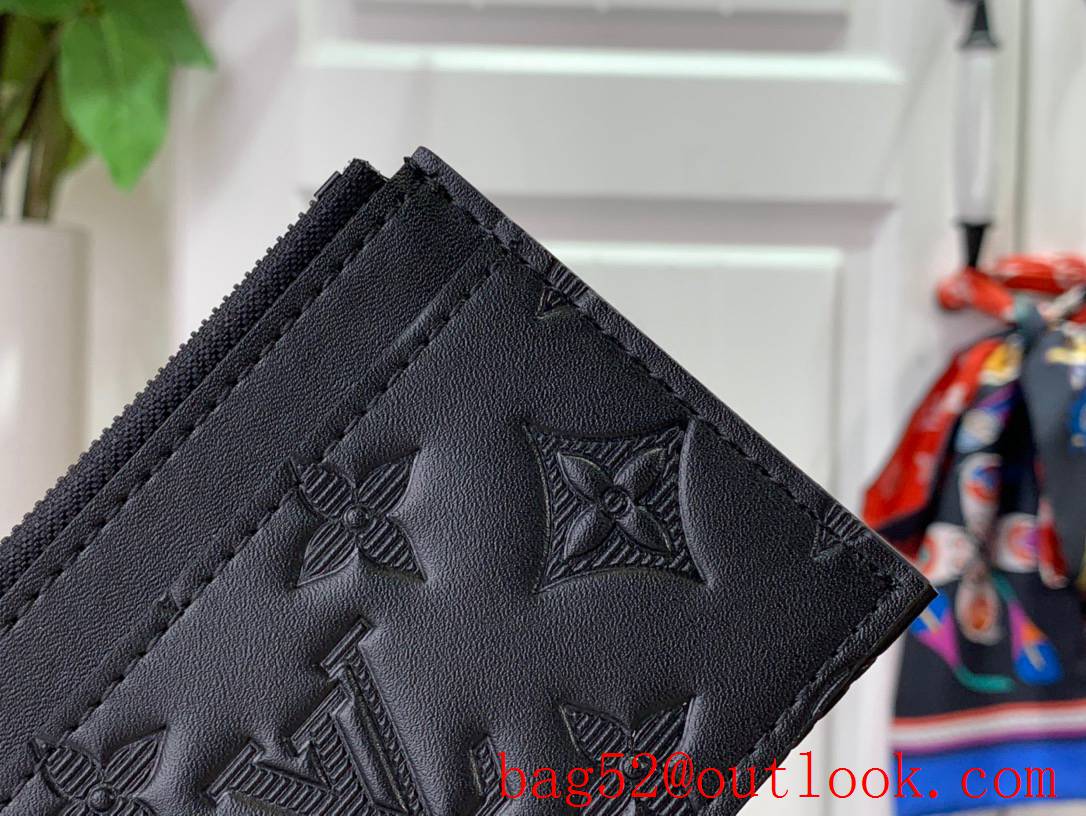 LV Men Coin Card Holder Purse In Monogram Empreinte Leather M82245 Black