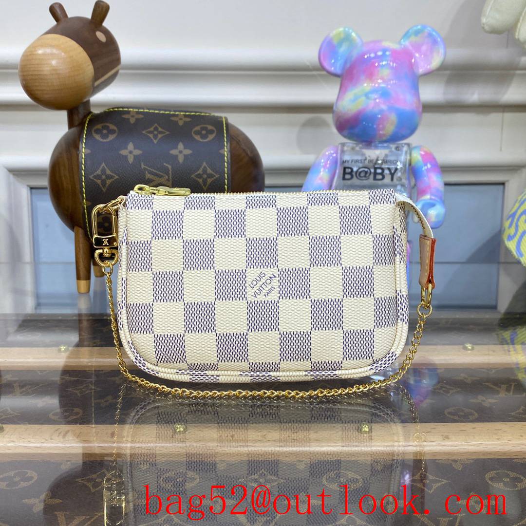 Louis Vuitton LV Mini Pochette Accessories Shoulder Bag in Damier Azur N58010 White