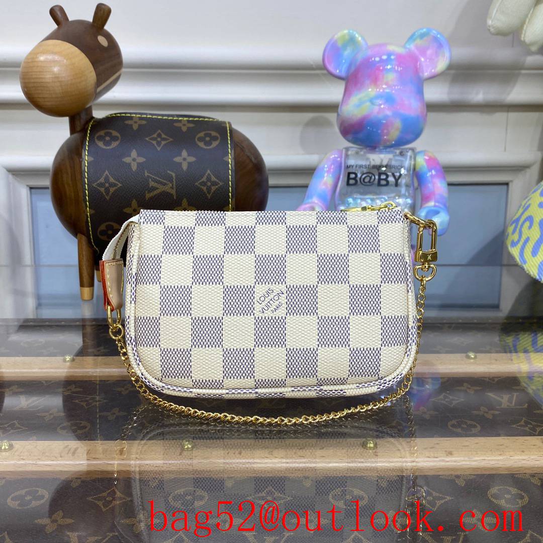 Louis Vuitton LV Mini Pochette Accessories Shoulder Bag in Damier Azur N58010 White