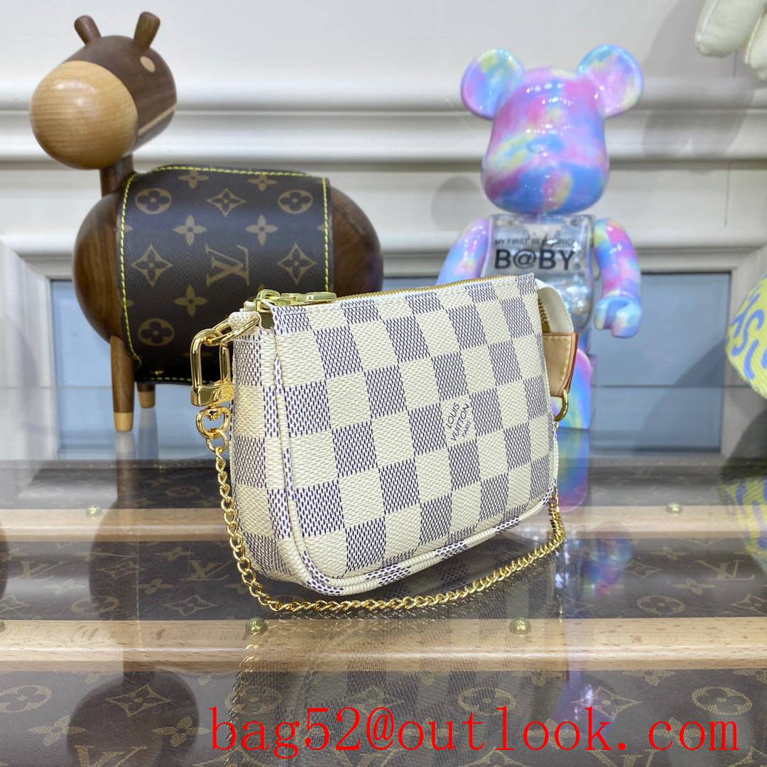 Louis Vuitton LV Mini Pochette Accessories Shoulder Bag in Damier Azur N58010 White