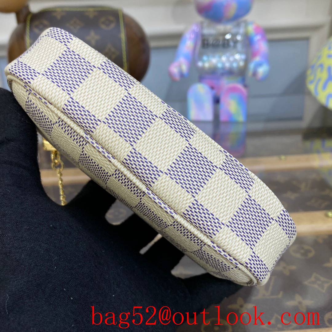 Louis Vuitton LV Mini Pochette Accessories Shoulder Bag in Damier Azur N58010 White