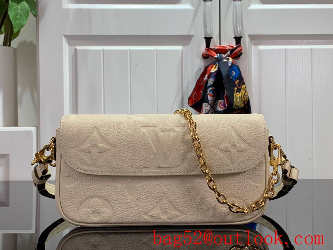 LV Monogram Empreinte Leather Wallet On Chain Ivy Bag Handbag M82210 Beige