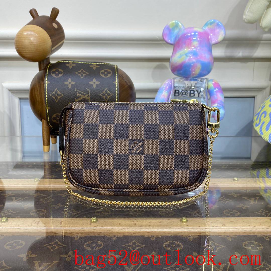 Louis Vuitton LV Mini Pochette Accessories Shoulder Bag in Damier Ebene N58009 Brown