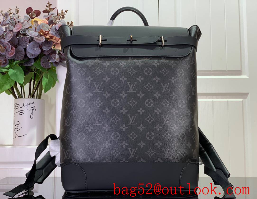 LV Monogram Eclipse Canvas Steamer Backpack Bag Handbag M44052 Black