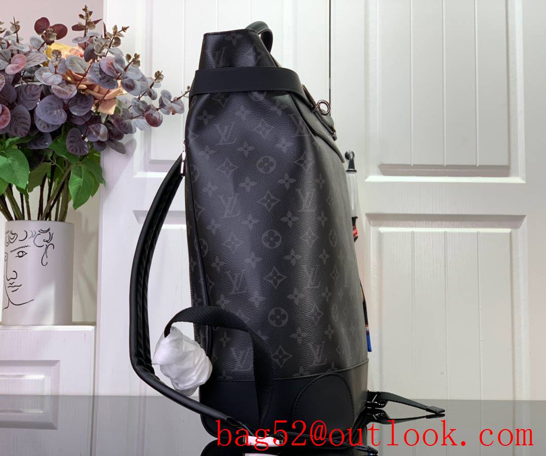 LV Monogram Eclipse Canvas Steamer Backpack Bag Handbag M44052 Black