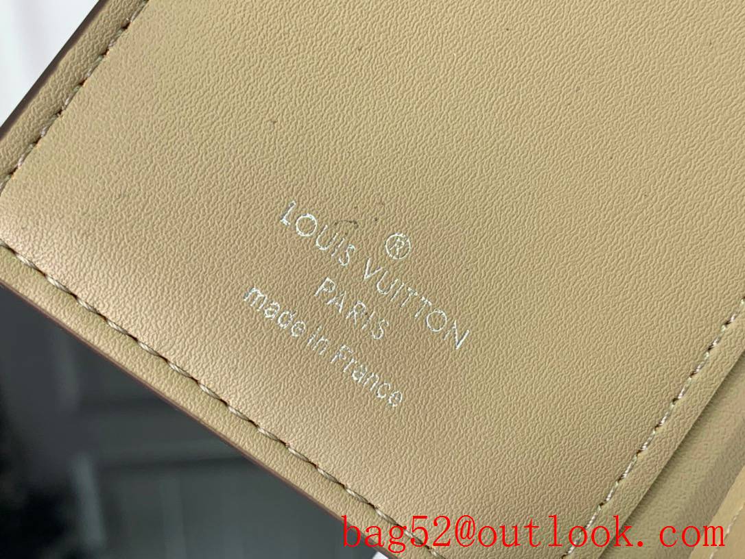 LV Monogram Calfskin Clea Wallet Purse Card Holder M80629 in Khaki