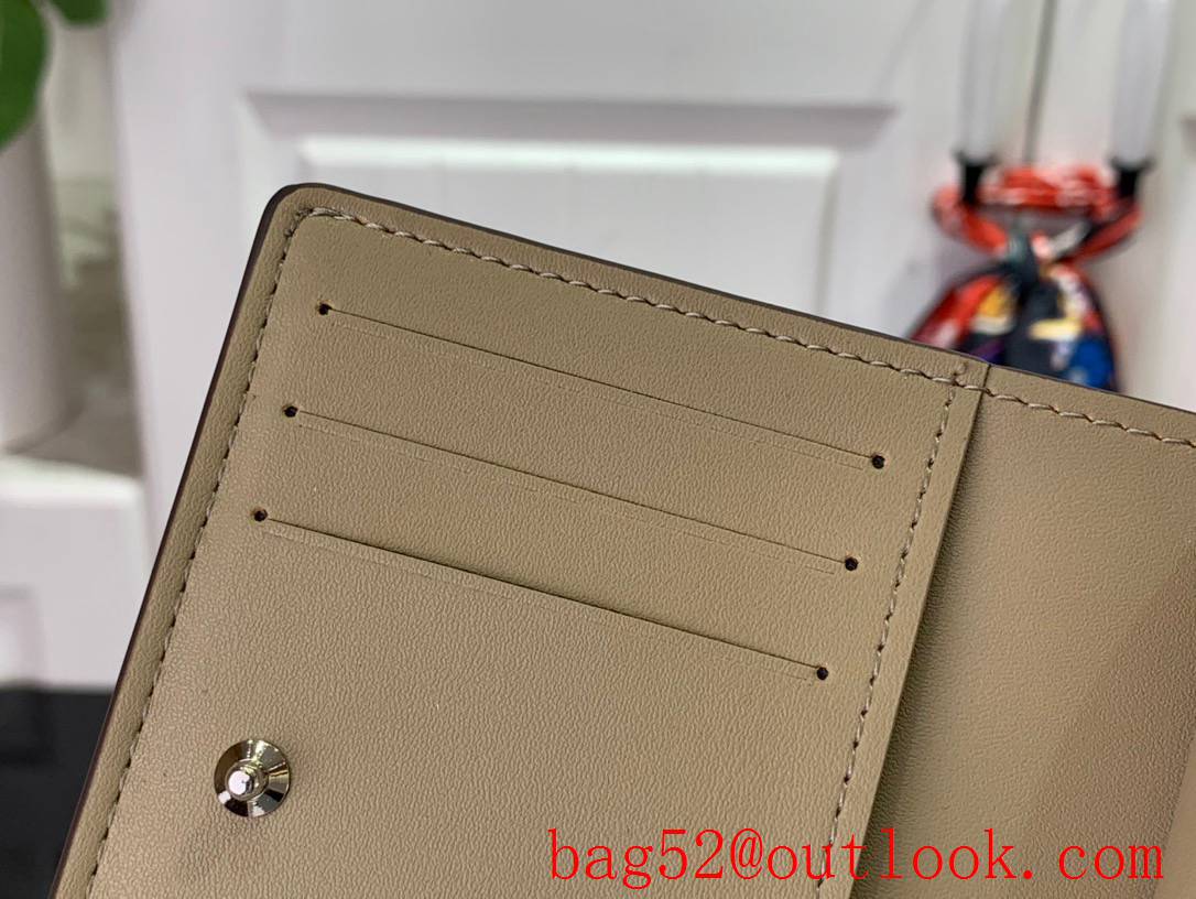 LV Monogram Calfskin Clea Wallet Purse Card Holder M80629 in Khaki