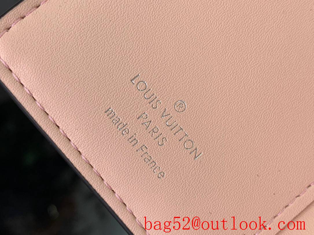 LV Monogram Calfskin Clea Wallet Purse Card Holder M80629 in Pink