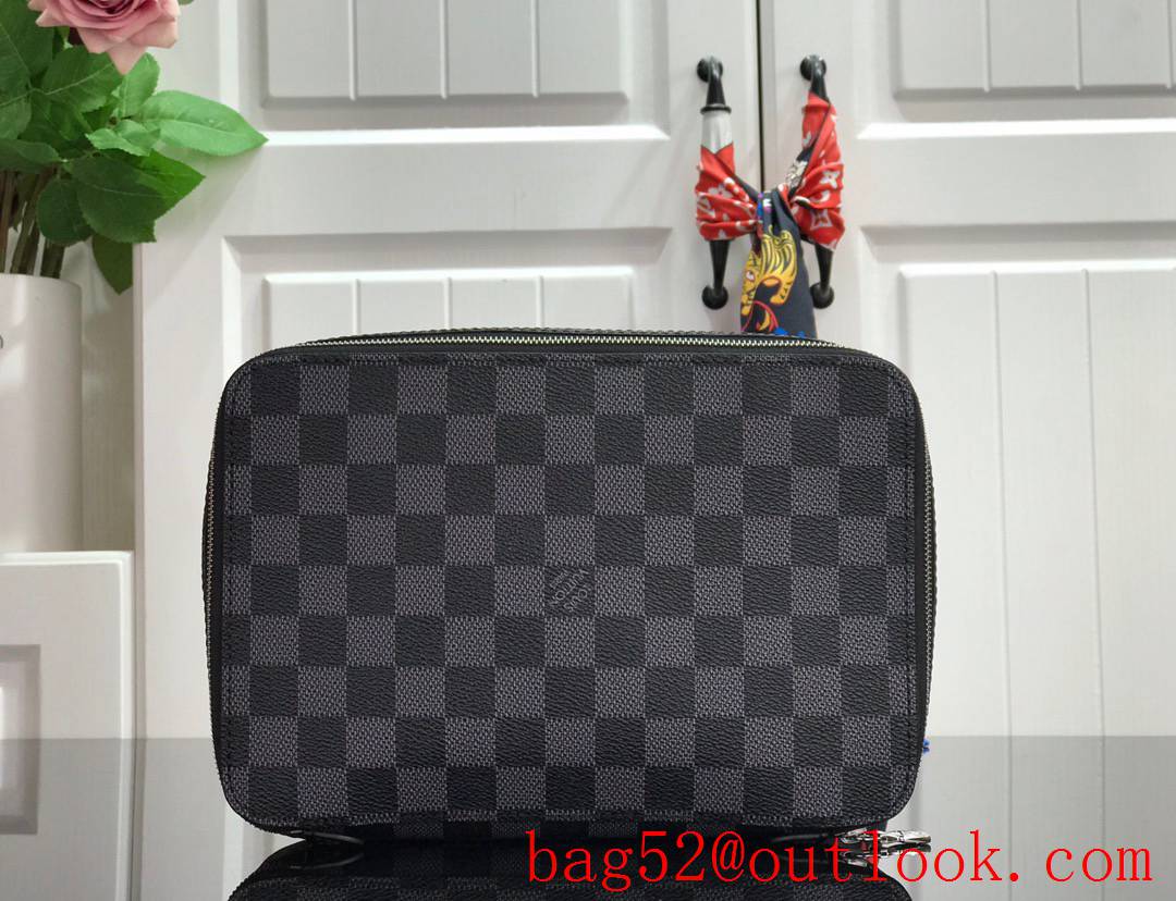 LV Monogram Canvas Packing Cube De Rangement Medium Cosmetic Bag N40182 Black