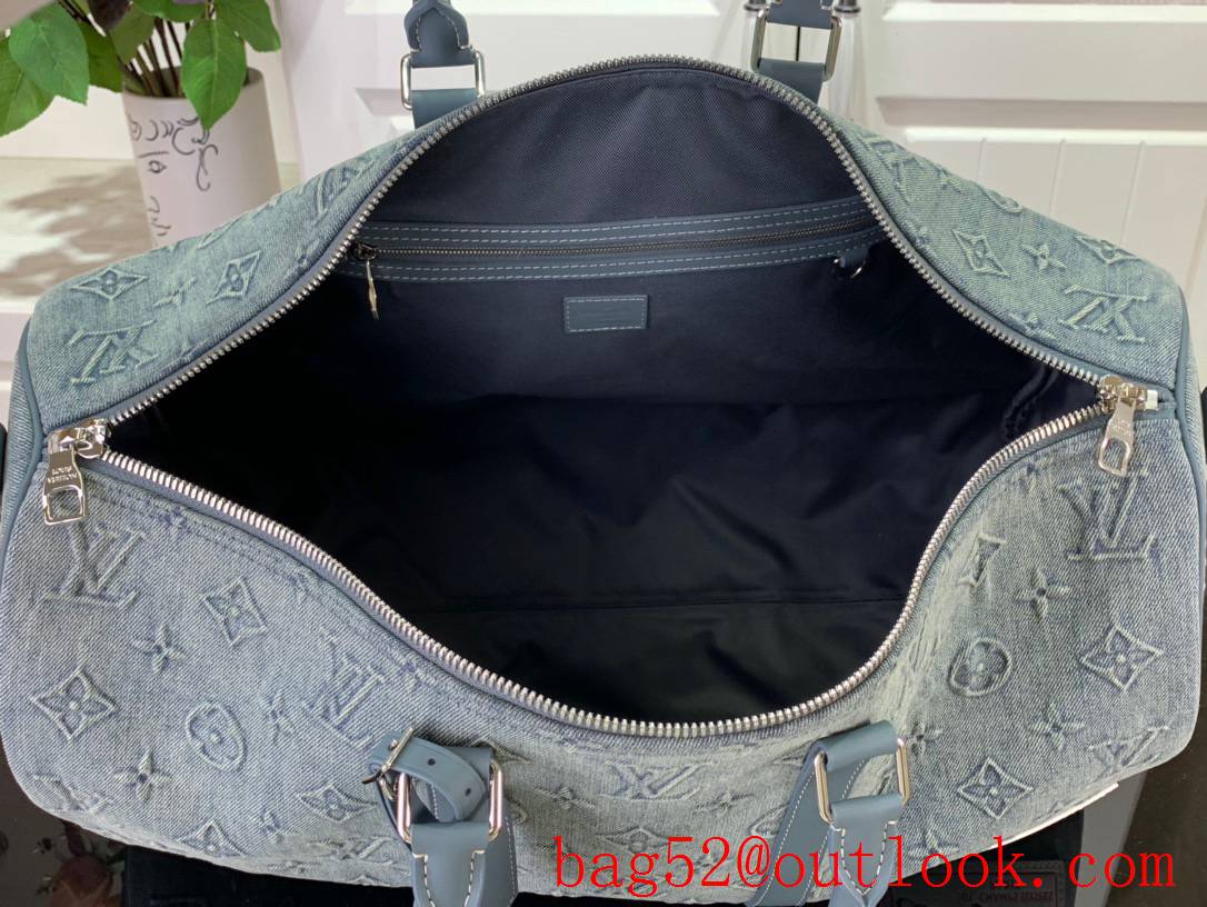 LV Monogram Denim Keepall Bandouliere 50 Travelling Bag Handbag M22532