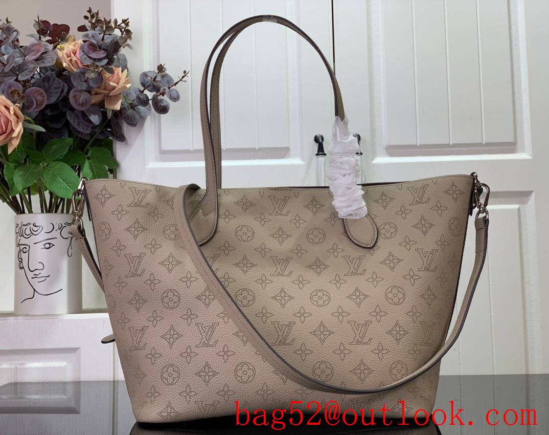 Louis Vuitton LV Blossom MM Tote Bag Handbag in Calfskin Leather M21852 Gray