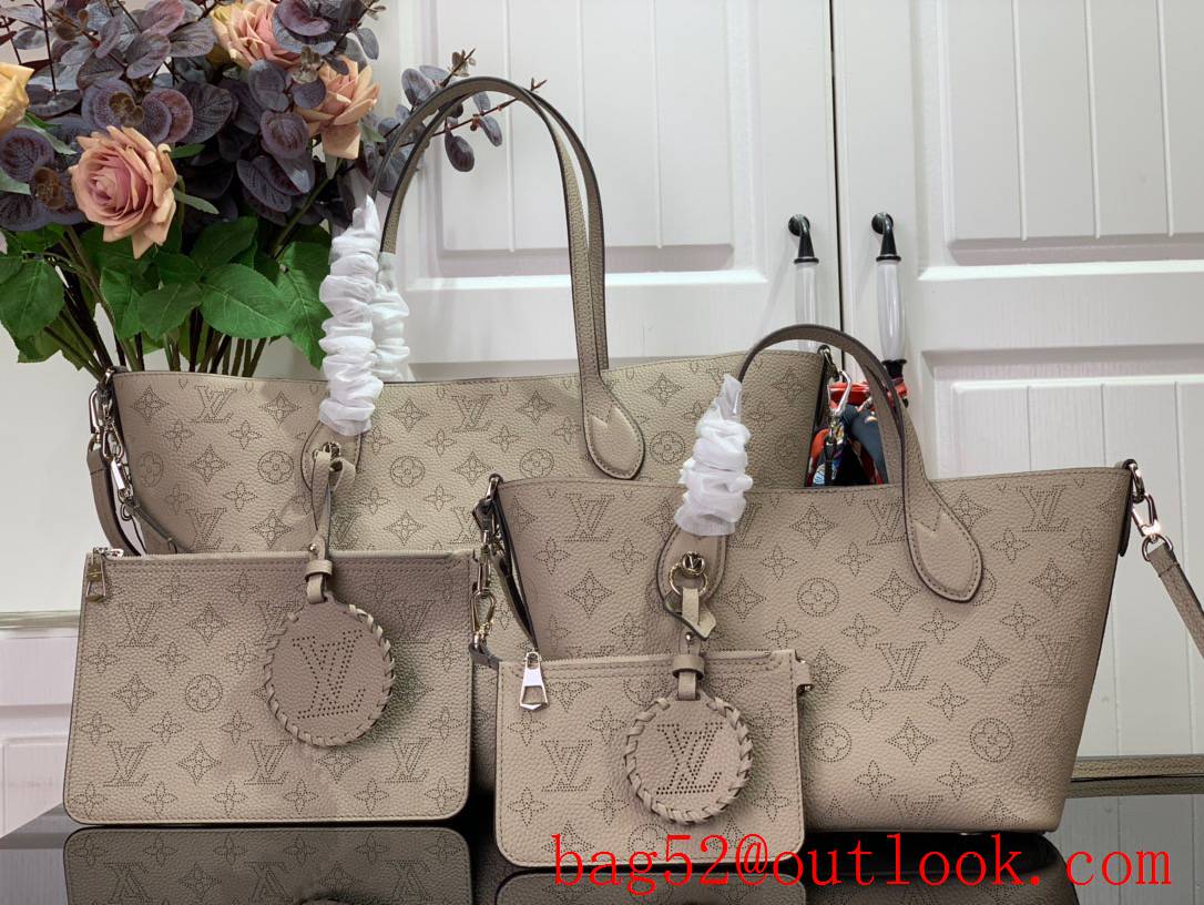 Louis Vuitton LV Blossom PM Tote Bag Handbag in Calfskin Leather M21849 Gray