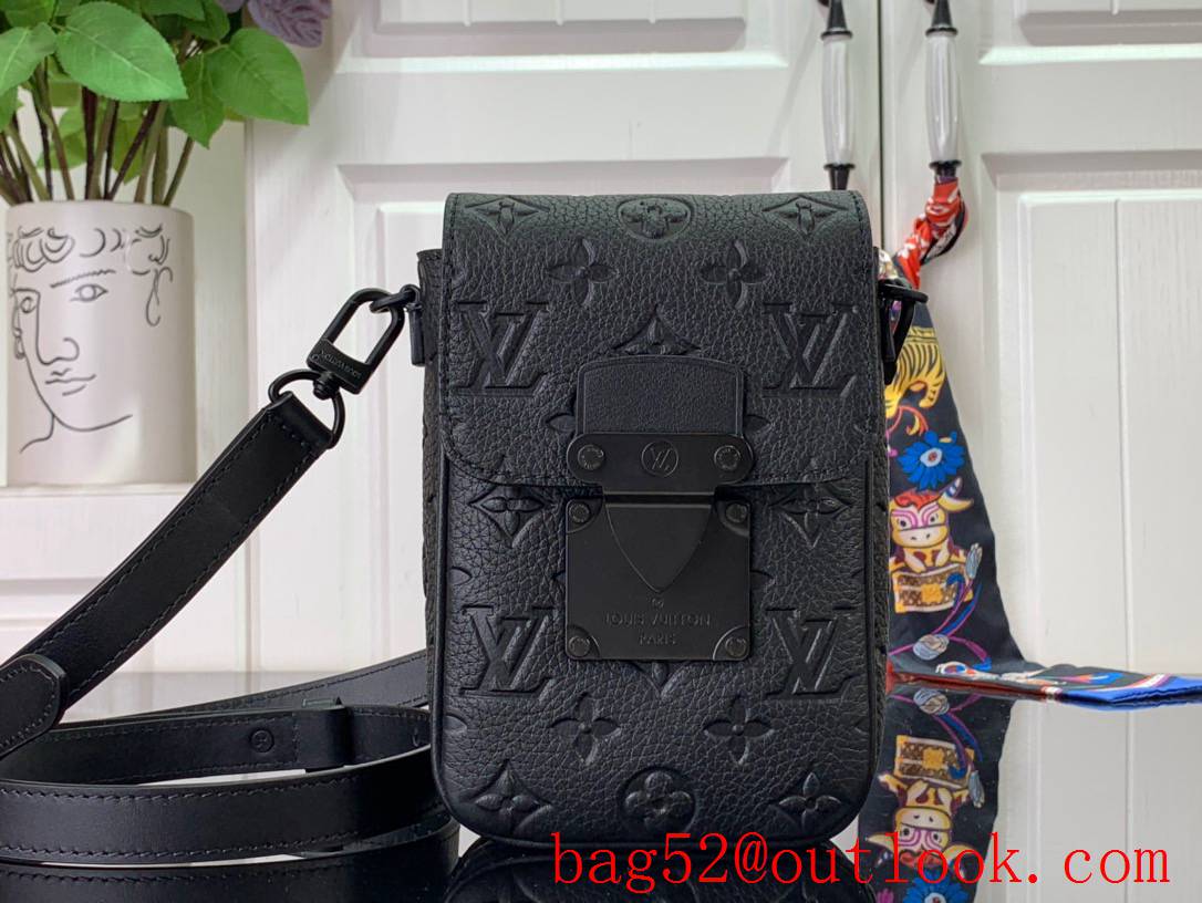 Louis Vuitton LV Monogram Leather S-Lock Vertical Wearable Mini Bag M81524 Black