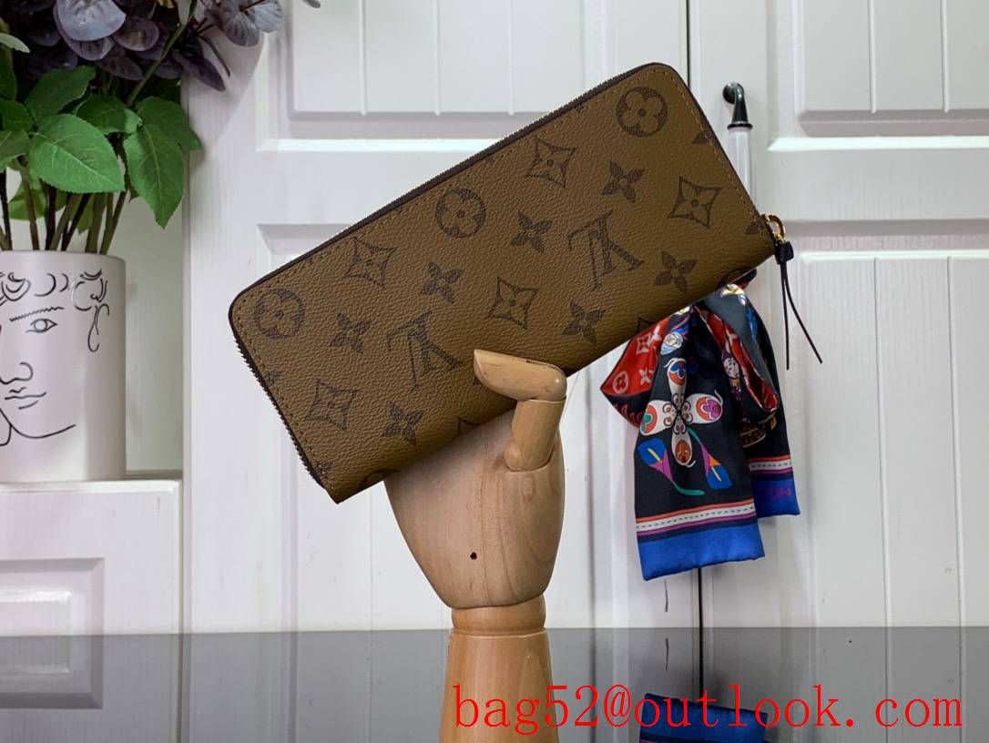 Louis Vuitton LV Clemence Zipper Wallet Purse M82336 in Monogram Reverse Canvas