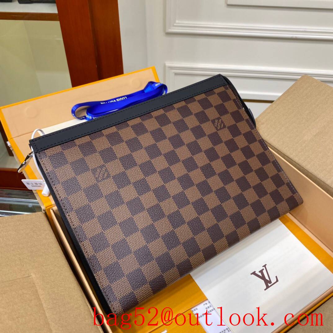 LV Louis Vuitton brown damier pochette men clutch pouch M41696