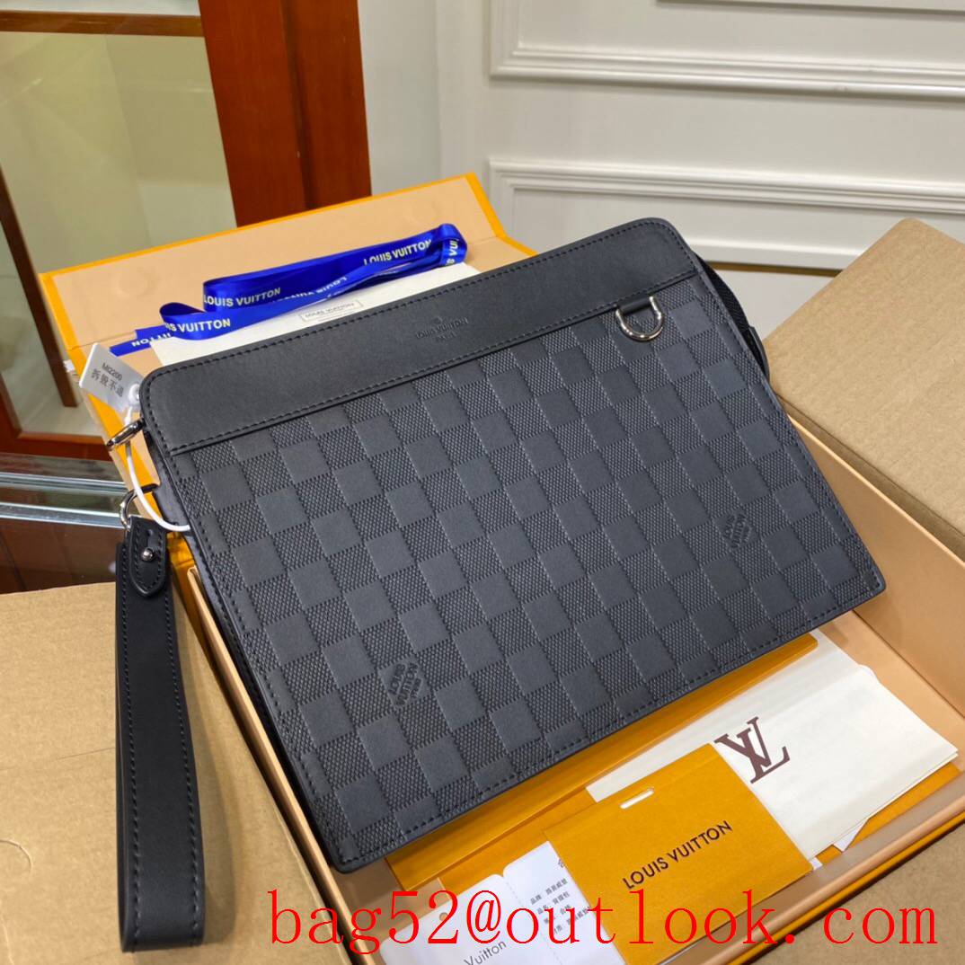 LV Louis Vuitton Standing leather Damier Infini 3D Men clutch Pouch N60448