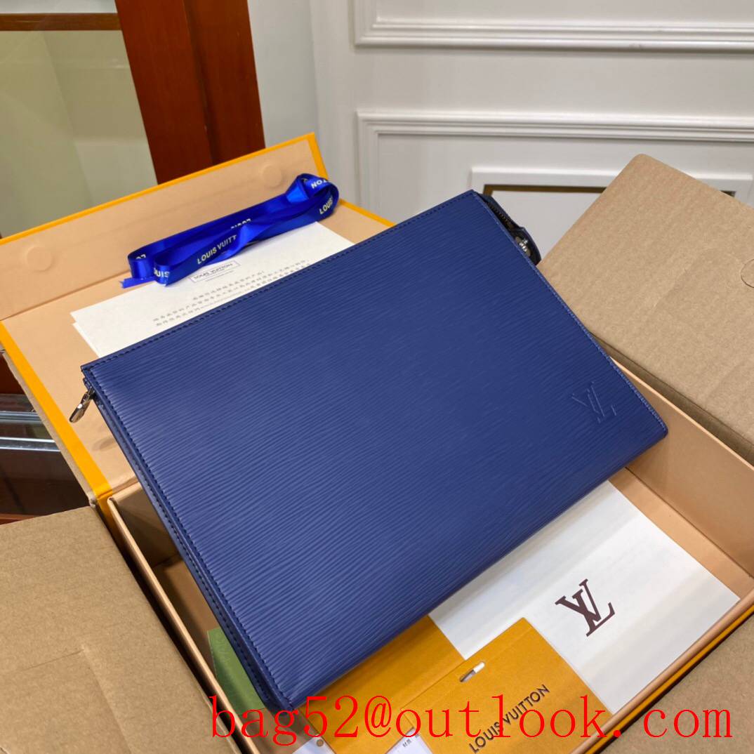 LV Louis Vuitton epi blue pochette voyage men clutch Pouch M41366