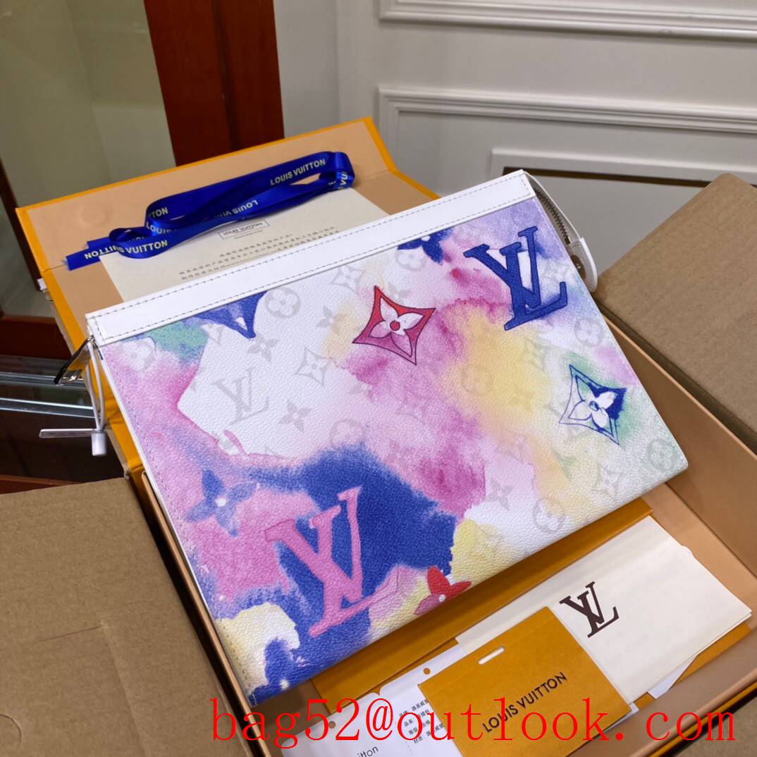 LV Louis Vuitton rainbow real leather pochette clutch pouch M80460