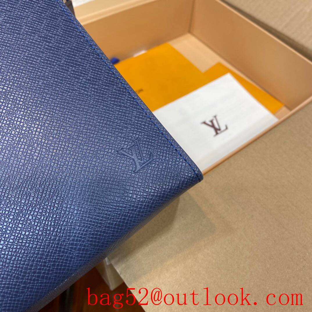 LV Louis Vuitton navy taigarama leather men clutch Pouch purse M30677