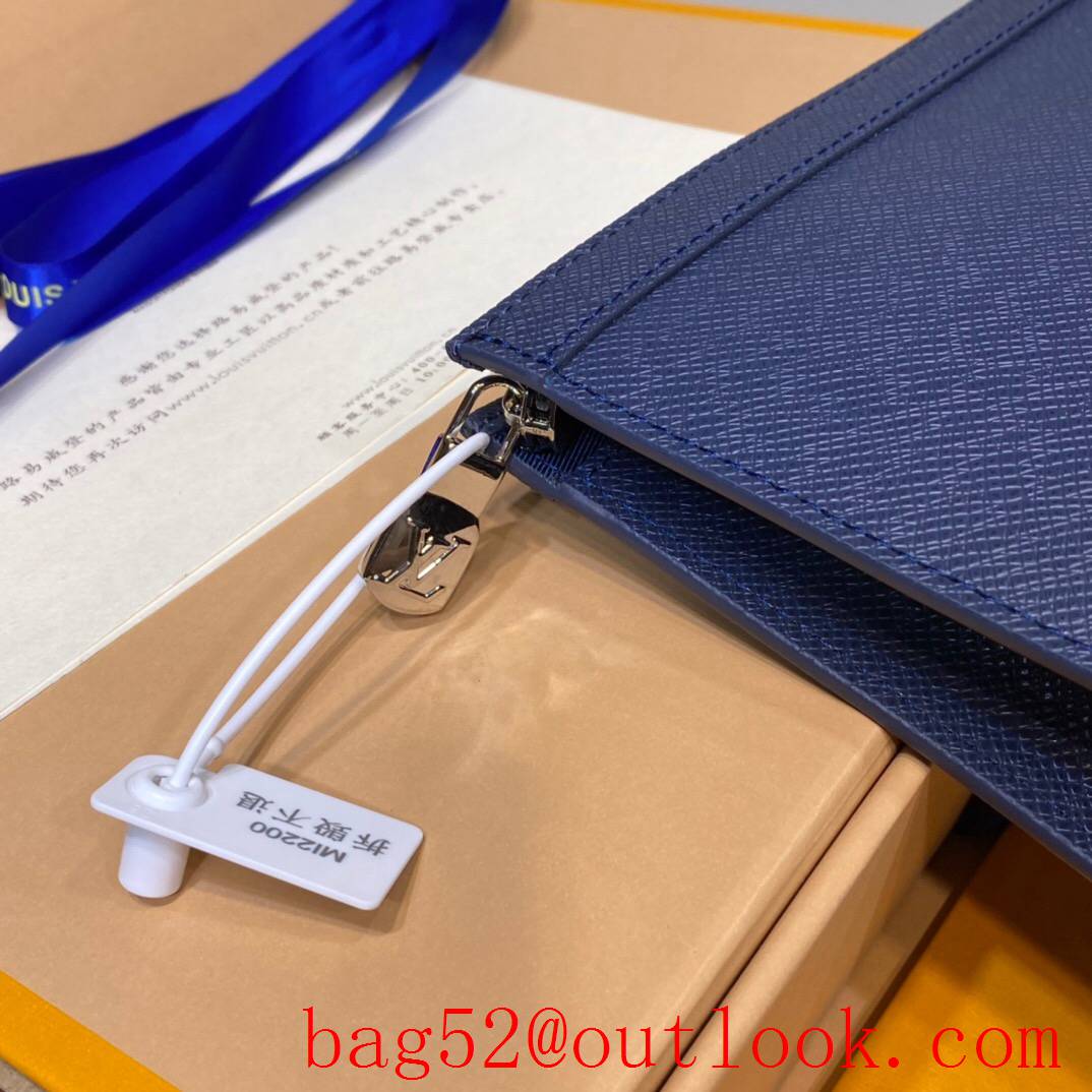 LV Louis Vuitton navy taigarama leather men clutch Pouch purse M30677