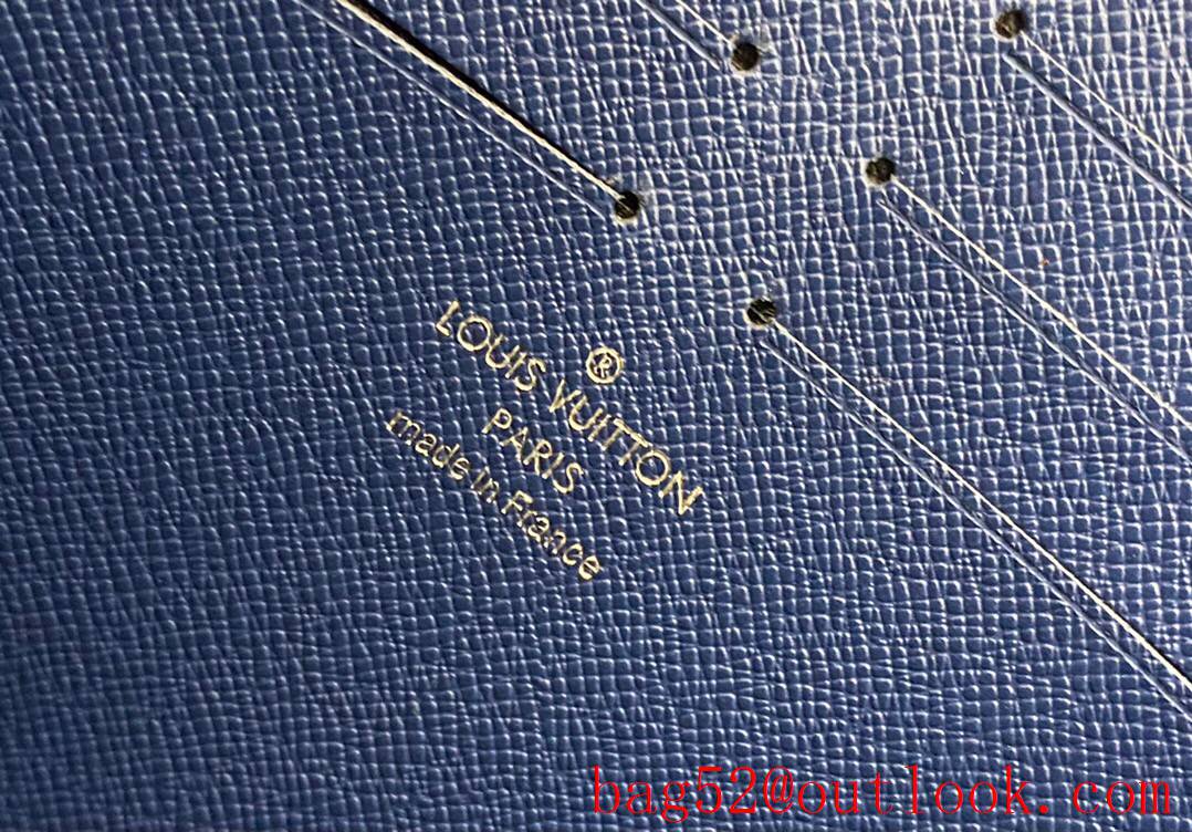 LV Louis Vuitton malletier blue taiga leather pochette voyage clutch Pouch purse M30395