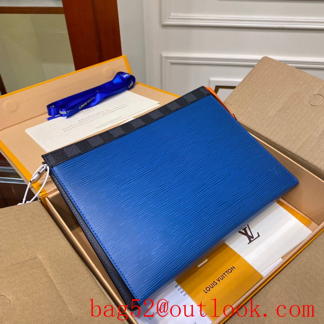 LV Louis Vuitton blue epi leather purse clutch Pouch M62912
