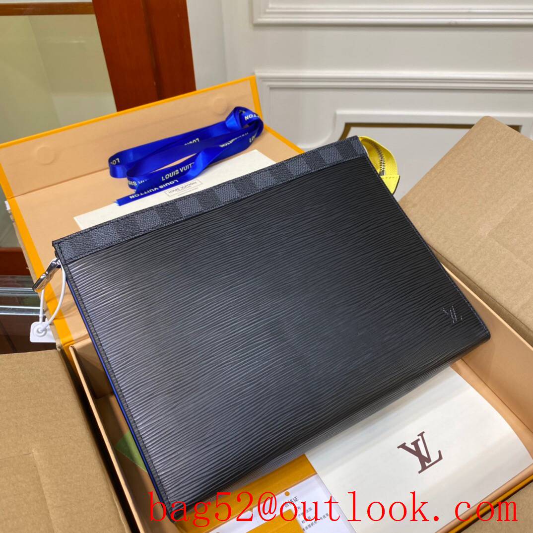 LV Louis Vuitton tri-black epi leather clutch Pouch M67899